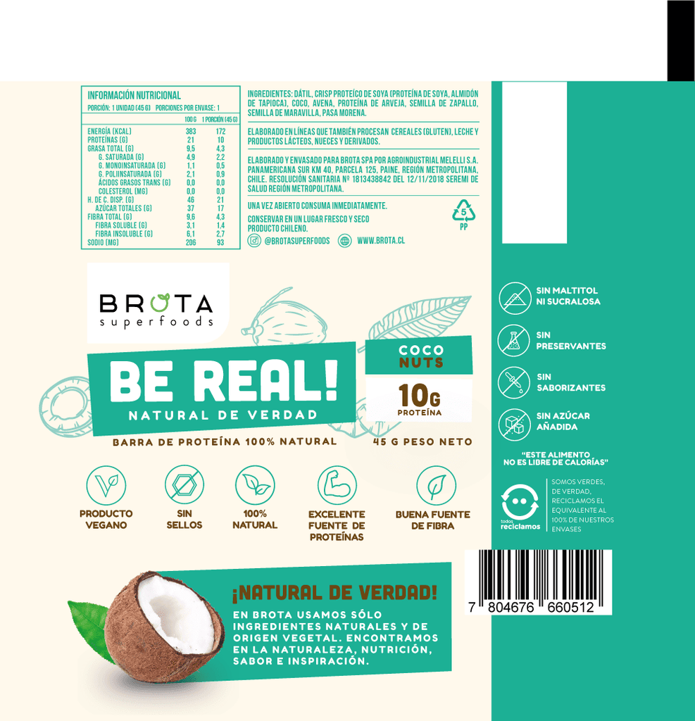 Barrita de proteína BE REAL Coco Nuts 45 g