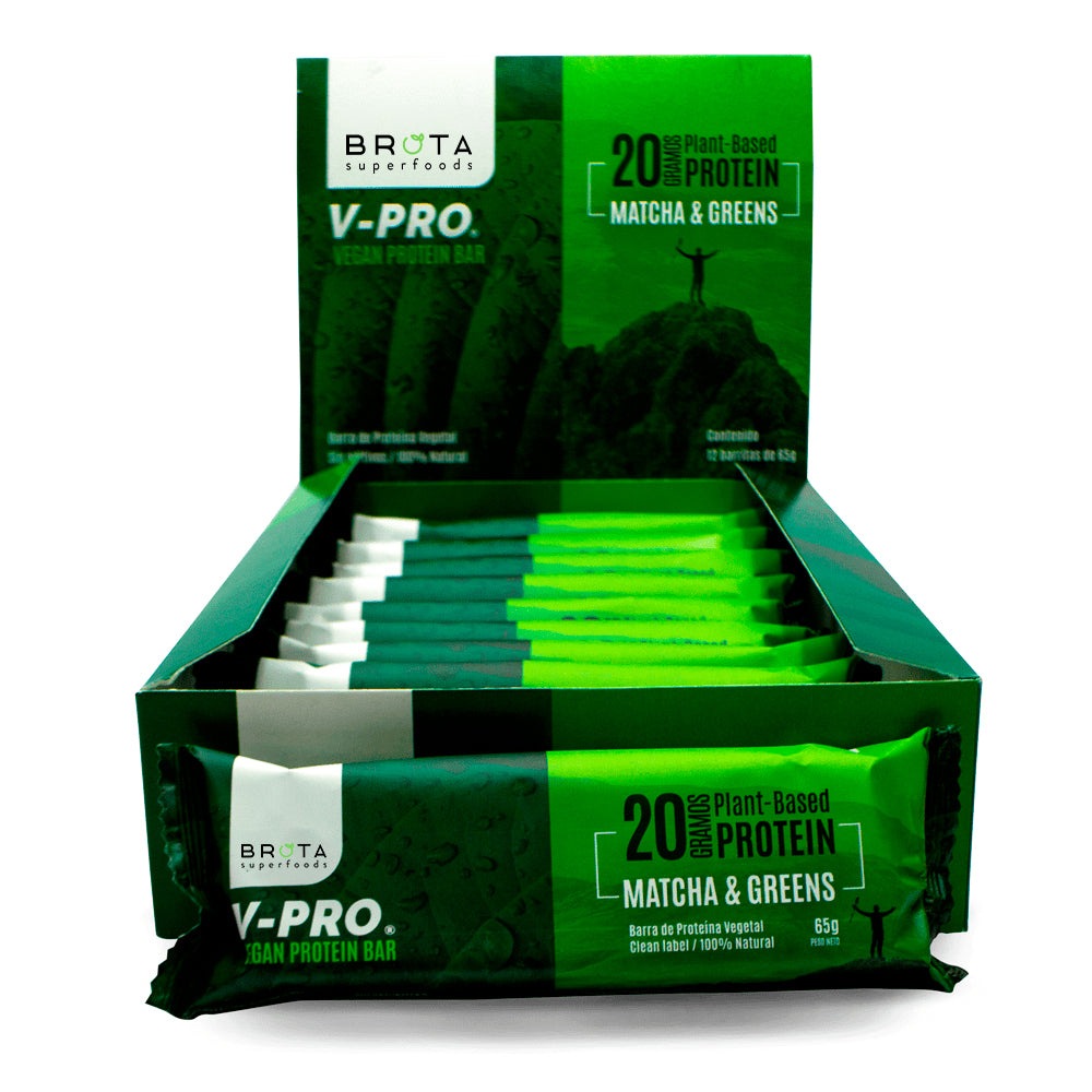 Caja 12 barritas de proteína veganas Matcha & Greens 65 g Brota