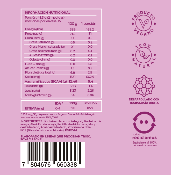 Proteína en polvo V-pro Berry Fit