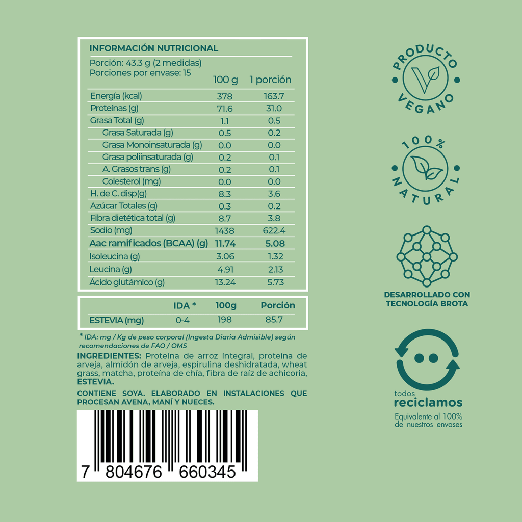 Proteína en polvo V-pro Green Energy