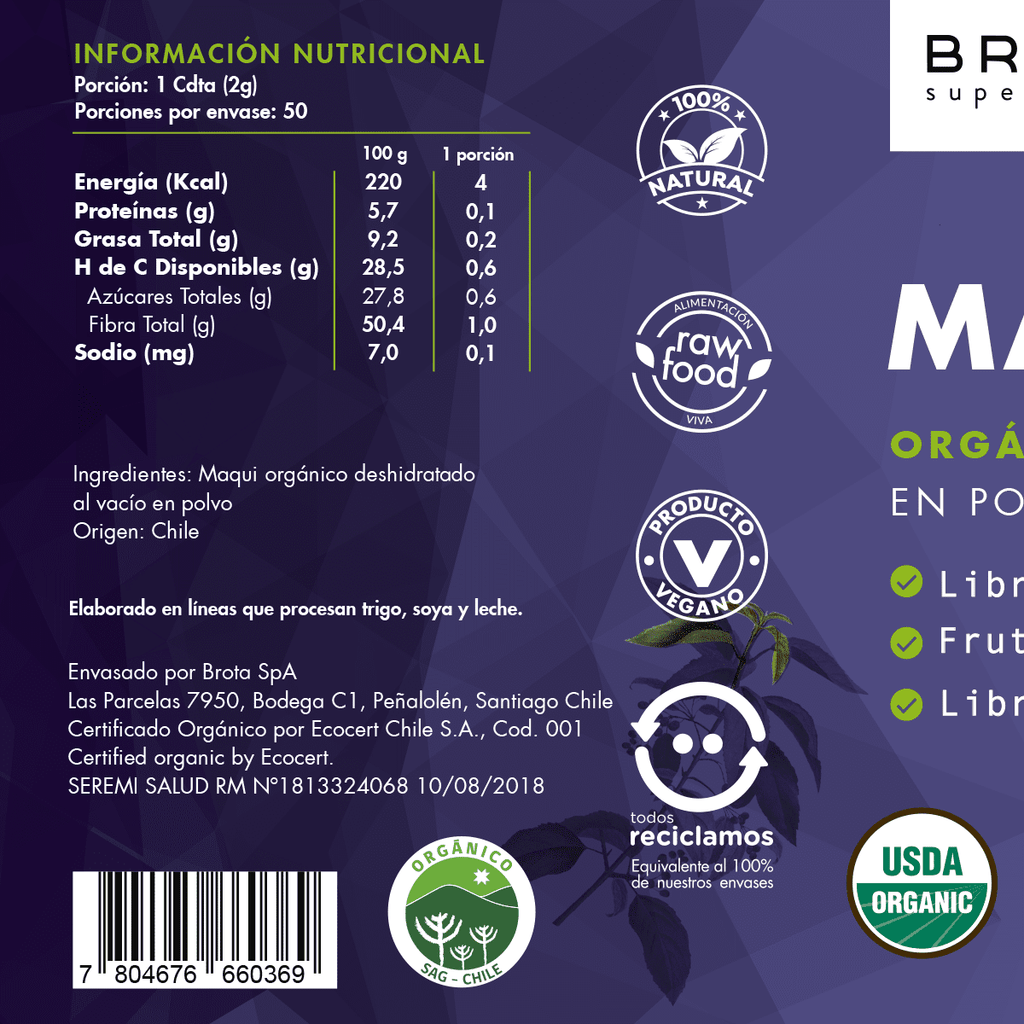 Maqui orgánico en polvo Antiox 100 g