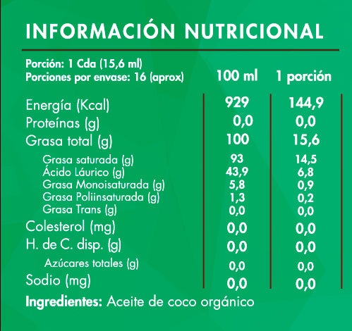 Aceite de Coco Orgánico Extra Virgen 250 ml