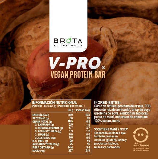 Caja 12 barritas de proteína veganas Cacao & Peanut 65 g Brota