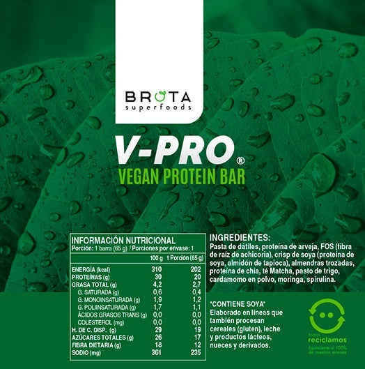 Barrita de proteína vegana Matcha & Greens 65 g Brota