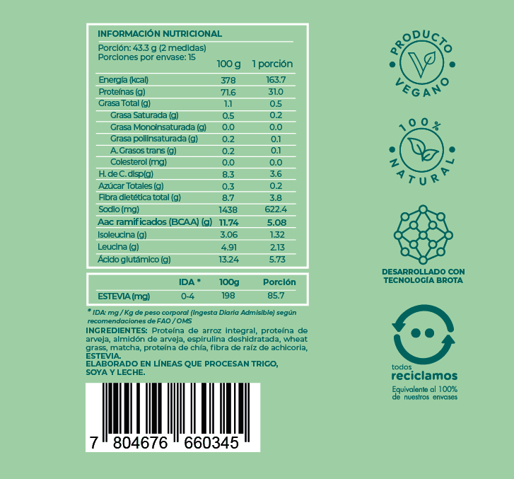 Proteína en polvo V-pro Green Energy